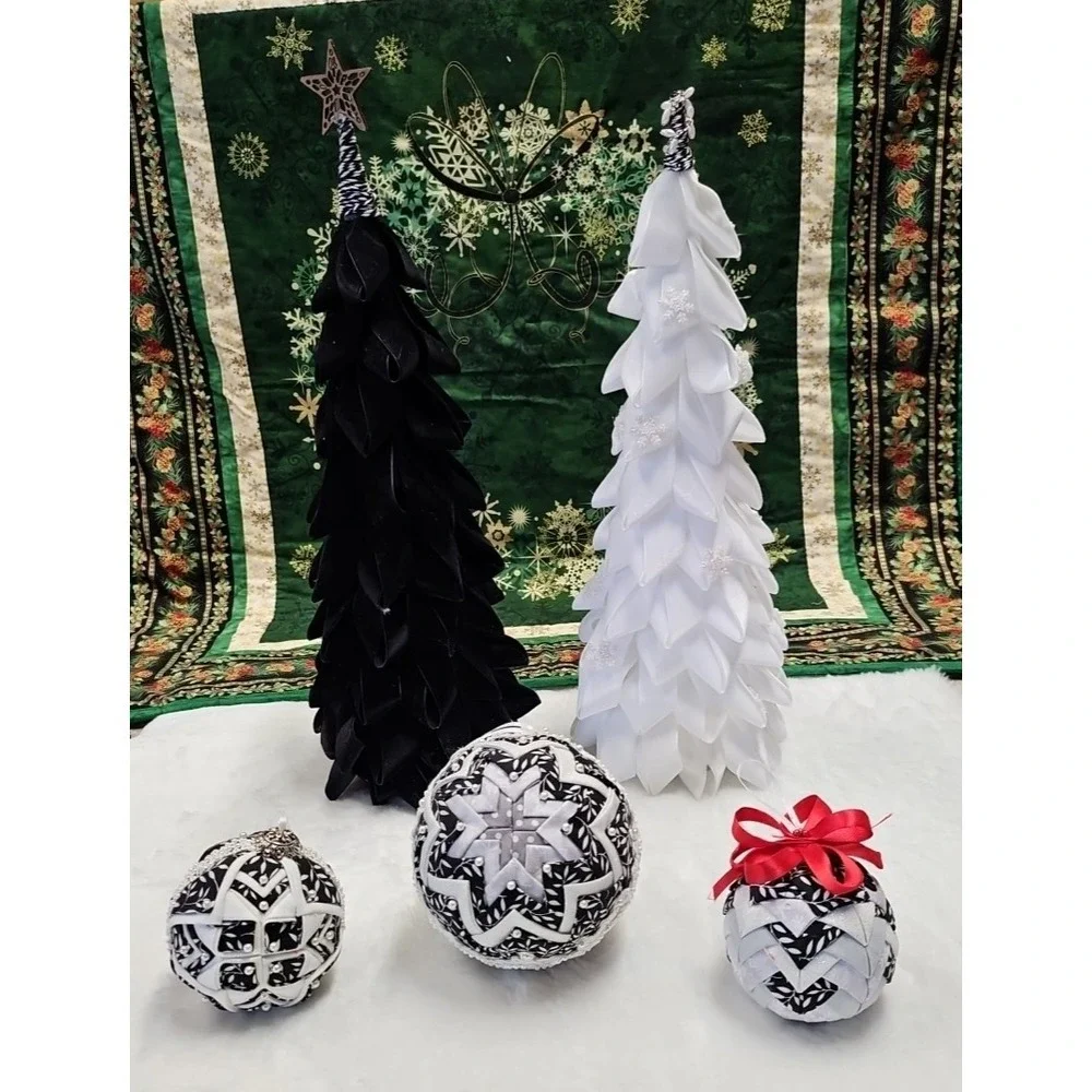 Homemade christmas ornaments with‎ two velvet tree's